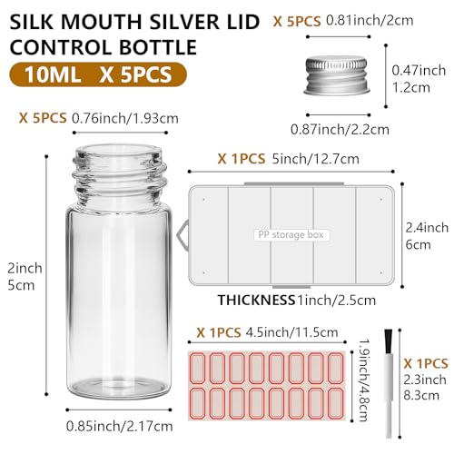 10ml Mini Glass Bottles, 5 PCS with Metal Lids, Ideal for DIY Crafts, Wedding Favors, Home Decoration (Metal Lids) - style: Metal Lids