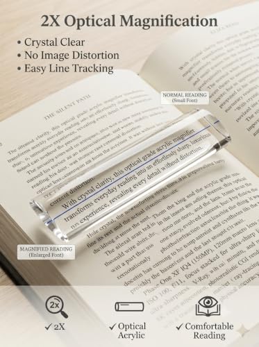 Reading Magnifier for Books, 2 Pack 2X Optical Acrylic Magnifier Bar - color: Professional Blue
