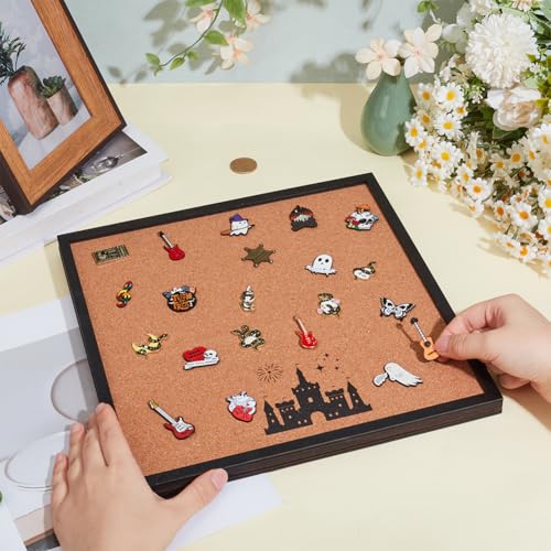 BENECREAT Square Pin Board Printing Castle and Fireworks Cork Board, Bulletin Display Board for Brooch Pin Storage, Office Home and School Decor, 11.8x11.8inch - style: Castle