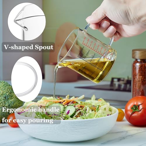 Ackers BORO3.3 Glass Measuring Cup-[Insulated handle | V-Shaped Spout]-Made of High Borosilicate Glass Measuring Cup for Kitchen or Restaurant, Easy to Read, 250 ML (8 Oz, 1 Cup) - size: 250ml/8OZ