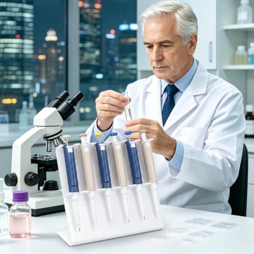 PH PandaHall Pipette Holder Stand, Lab Linear Pipette Stand Rack Hold up to 6 Pipettors Plastic Pipettor Holder Linear Micropipette Pipettor Stand for Scientific Experiment Biotechnology Lab Equipment