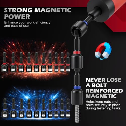 64-Piece Torque Screwdriver Set, 10-70 in-lb, 1/4" Drive Inch Pound Torque Wrench with 40 S2 Bits, 20 CR-V Magnetic SAE and Metric Nut Drivers, T-Bar, Bit Holder, 1/4" Magnetic Extension and Case - color: 64-piece｜40 S2 Bits + 20 Nut Drivers + 3 Accessori