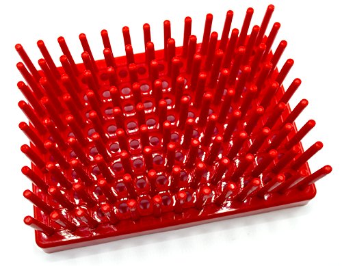 EISCO Red Plastic Test Tube Peg Drying Rack Holds 96 13mm Test Tubes Labs