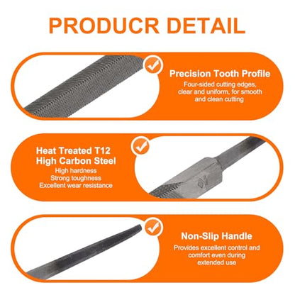 HARFINGTON Triangle Coarse Teeth Cut File 10" Double Cut Teeth High Carbon Steel Hand Rasp File Without Handle for Metal Wood Deburring Removing - size: 10", style: Coarse
