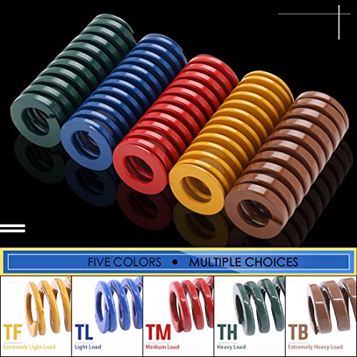 Glarks 50Pcs 5 Colors 8mm OD 20mm Long Light Load Compression Mould Die Spring Set Compatible with 3D Printer Ender 3 Stock Bed Leveling