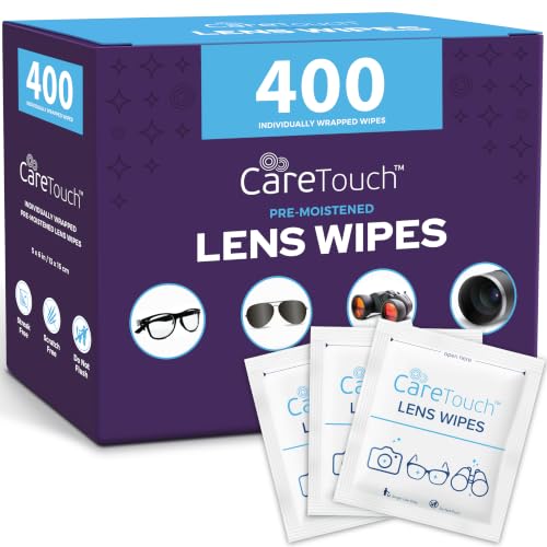 Care Touch Lens Wipes for Eyeglasses- 400 Count Individually Wrapped Pre- Moistened Wipes, 5 x 6 Inch- Camera Lens, Sunglasses and Glasses Cleaner,- Gentle and Portable for Cleaning of Optical Devices - size: 400 Count (Pack of 1)