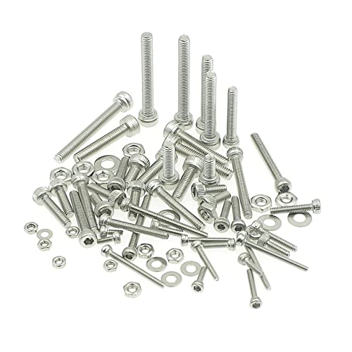 1200PCS M1.6-M3 304 SS Socket Head Cap Screws Nuts & Washers Kit - size: M1.6M2M2.5M3