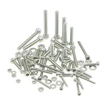 1200PCS M1.6-M3 304 SS Socket Head Cap Screws Nuts & Washers Kit - size: M1.6M2M2.5M3
