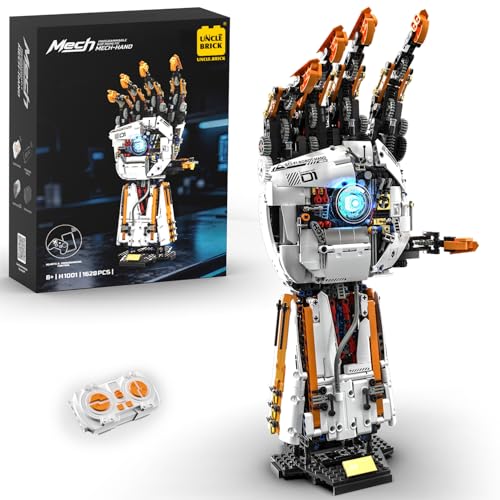 UNCLE BRICK Technical Robotic Hand Building Blocks Kit,Equipped with 4 Motors and Can Be Remotely Controlled,Set for Aged 8-14 and Aldult,Suitable As A Holiday Or Birthday Gift for Children(1622 PCS)