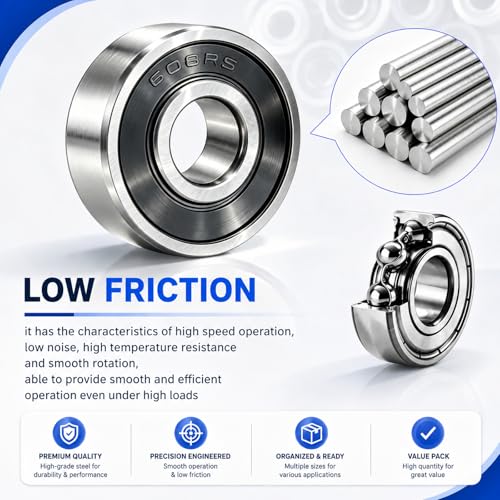 52 PCS Ball Bearings Assortment Kit, Small Deep Groove Bearing