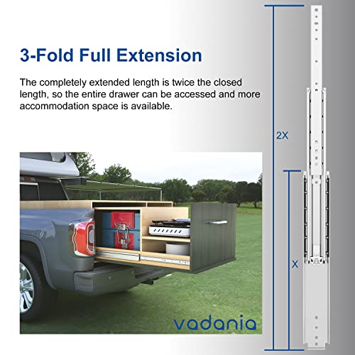 VADANIA #A76 52" Black Industrial Grade Heavy Duty Drawer Slide - color: #A76 - Without Lock, size: 52 Inch