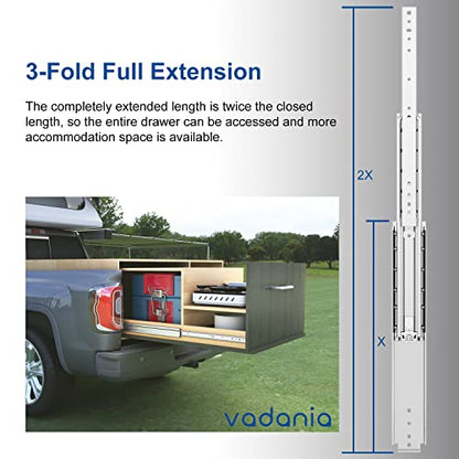 VADANIA #A76 52" Black Industrial Grade Heavy Duty Drawer Slide - color: #A76 - Without Lock, size: 52 Inch
