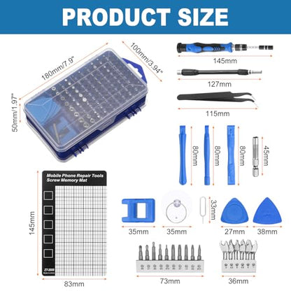 HARFINGTON 140 in 1 Magnetic Precision Screwdriver Set with 99 Bits,Blue - color: Blue