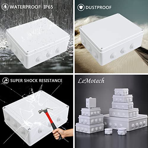 LeMotech ABS Plastic Dustproof Waterproof IP65 Junction Box Universal Electrical Project Enclosure White 11.8 x 9.8 x 4.7 inch (300 x 250 x 120 mm) - size: 11.8" x 9.8" x 4.7" (1pc)