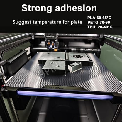 for Bambu Lab H2D/H2S Build Plate 355x346mm Double Sided PEO PET Build Plate Flexible Removable Spring Steel Heated Printing Bed Platform for Bambu Lab H2D 3D Printer(Carbon Fiber + Small Diamonds) - color: PEO+ PET