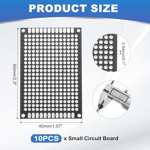 MECCANIXITY 10Pcs Solderable Breadboard, 2.36"x1.57" Double Sided Circuit Board Black Tinned PCB Board Small Prototype Board for DIY Electronics Projects Apply to Soldering Projects - color: Black Tinned, size: 2.36"x1.57"