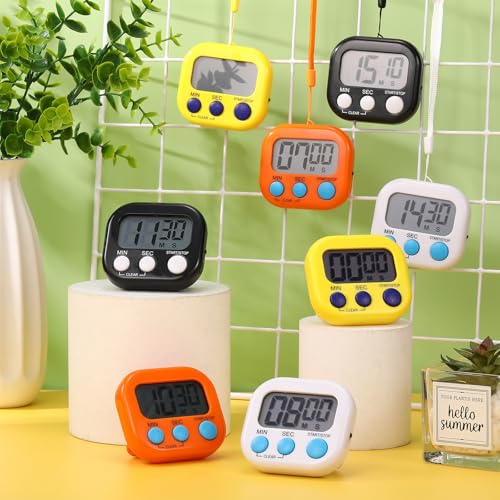 Flutesan 16 Pack Digital Timers for Classroom with Lanyards, Classic Color - color: Black, White, Yellow, Orange
