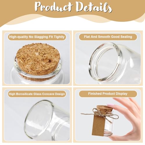 OurWarm 12 Pack 1.7oz Small Glass Jars with Cork Lids, Round Spell Jars - size: 12pcs - 50ml