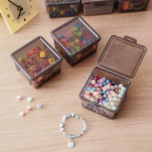 10 Pack Black Bead Organizer Box, Deep Small Stackable Snap-Lid Case - size: Black Square Small - 10 Pack