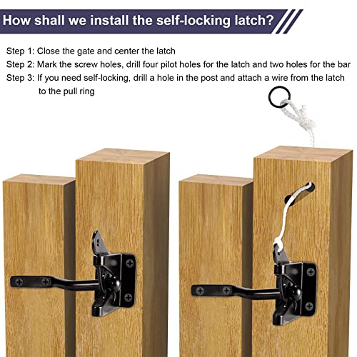 2Pack Anti Sag Gate Kit Heavy Duty No Sag Kit Gate Corner Brace Bracket for Wooden Gate Fence with a Self-Locking Gate Latch - style: No Sag Kit B - 2Set