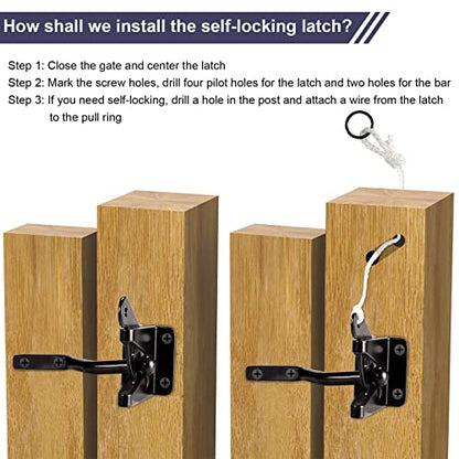 2Pack Anti Sag Gate Kit Heavy Duty No Sag Kit Gate Corner Brace Bracket for Wooden Gate Fence with a Self-Locking Gate Latch - style: No Sag Kit B - 2Set