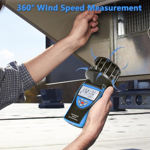 Handheld Cup Anemometer with Compass, 93MPH Digital Wind Speed Meter, CFM Air Flow Wind Velocity Measuring Device Gauges for Outdoor Sailing Surfing Drone Flying HVAC