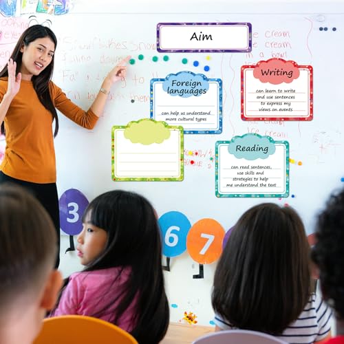 Watersay 12 Pcs Back to School Classroom Objectives Magnetic Sentence Strips Whiteboard Accessories Classroom Objectives Board Magnetic Label for Dry Erase Board Learning Target Magnet for Teacher