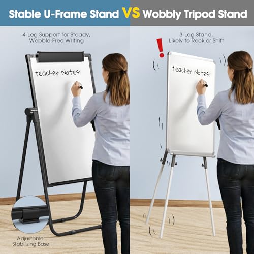 MaxGear Easel Whiteboard with Stand, 36" x 24" Double-Sided Dry Erase Board - size: 24"W x 36"H, style: Black Frame