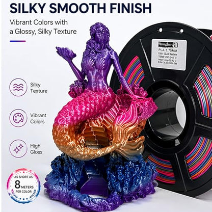PLA Filament 1.75mm, Fast Color Change Silk Rainbow,1kg Spool - style: PLA Quick Rainbow