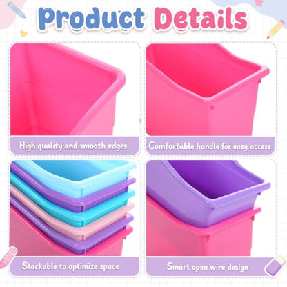 Blosssound Book Bins for Classroom Library, 6 Set, Purple Pastel - color: Purple Pastel