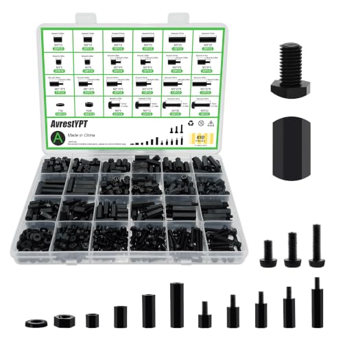 610pcs M3 Black Male Female Nylon Hex Spacer Standoff Screw Nut Set Assortment Kit Motherboard Standoffs Mounts Screws for PCB Motherboard Circuit Board Raspberry Pi and Hats - size: M3-610Pcs