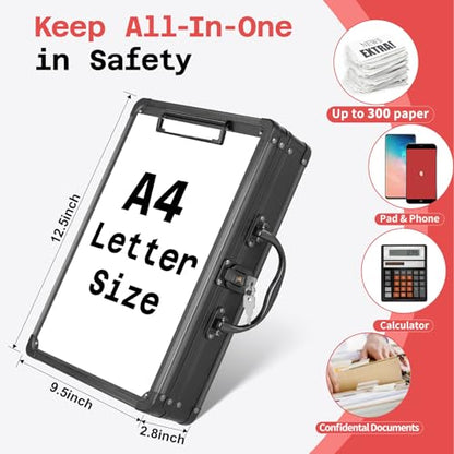 Sooez Key Lock Clipboard Storage Box, Heavy Duty Clipboard with Storage - style: Key Lock - Silver
