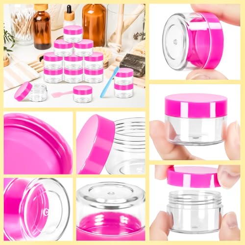 40Pack 15g Small Plastic Cosmetic Containers with Lids, 15gram Plastic Makeup Containers Jars with Spatulas, 15ml Sample Jars Travel Size Containers for Toiletries Lip Balm Cream Slime Lotion - color: Pink, size: 15g