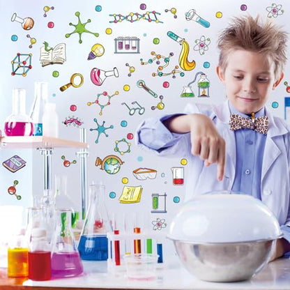 LHIUEM Large Science Wall Decals Colorful Chemistry Laboratory Wall Sticker - color: Science Room Sticker