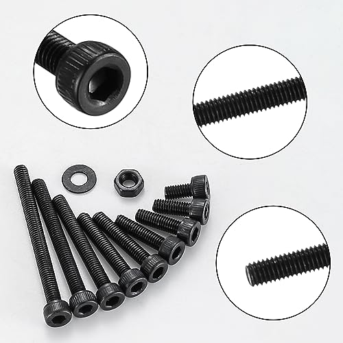 M3 Hex Socket Head Cap Screws Bolts and Nuts and Washers Assortment Kit, 801 Pcs Metric Allen Hex Socket Head Cap Screws Bolts, 12.9 Grade Alloy Steel, Fully Threaded, Black Oxide Finish - size: M3-801