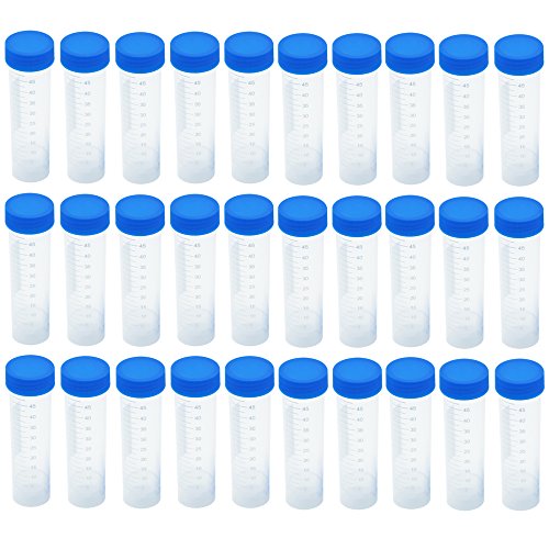 30Pcs 50ml Plastic Sample Bottle Vial Storage Container Tubes with Caps