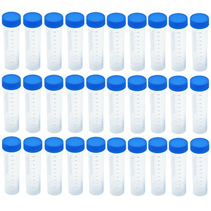 30Pcs 50ml Plastic Sample Bottle Vial Storage Container Tubes with Caps