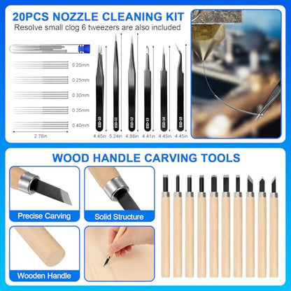 AOBOPLE 96 Pcs 3D Printer Tool Kit with Deburring Tool for FDM/SLA Printers - color: 96 Pcs