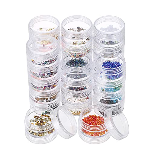 Hipiwe 6 Sets 5 Layers Plastic Beads Box Round Small Storage Containers - size: 6Packs 1.5"D x3.9"H