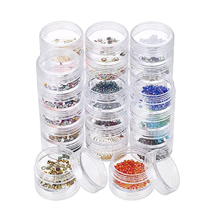 Hipiwe 6 Sets 5 Layers Plastic Beads Box Round Small Storage Containers - size: 6Packs 1.5"D x3.9"H