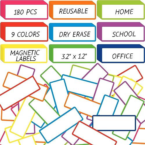 Kanayu 180 Pcs Magnetic Dry Erase Labels Reusable Name Tags Colorful