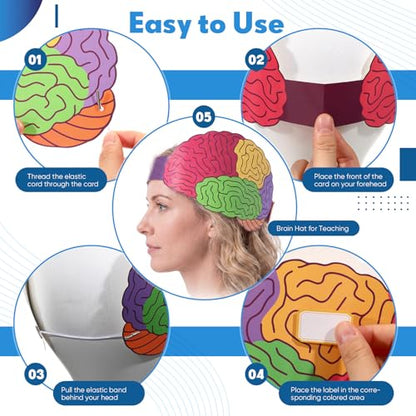 Janmercy Brains Hat for Teaching & Labels Elastic Cap Brain Model Brain Shaped Notepads Pencil for Learning Anatomical