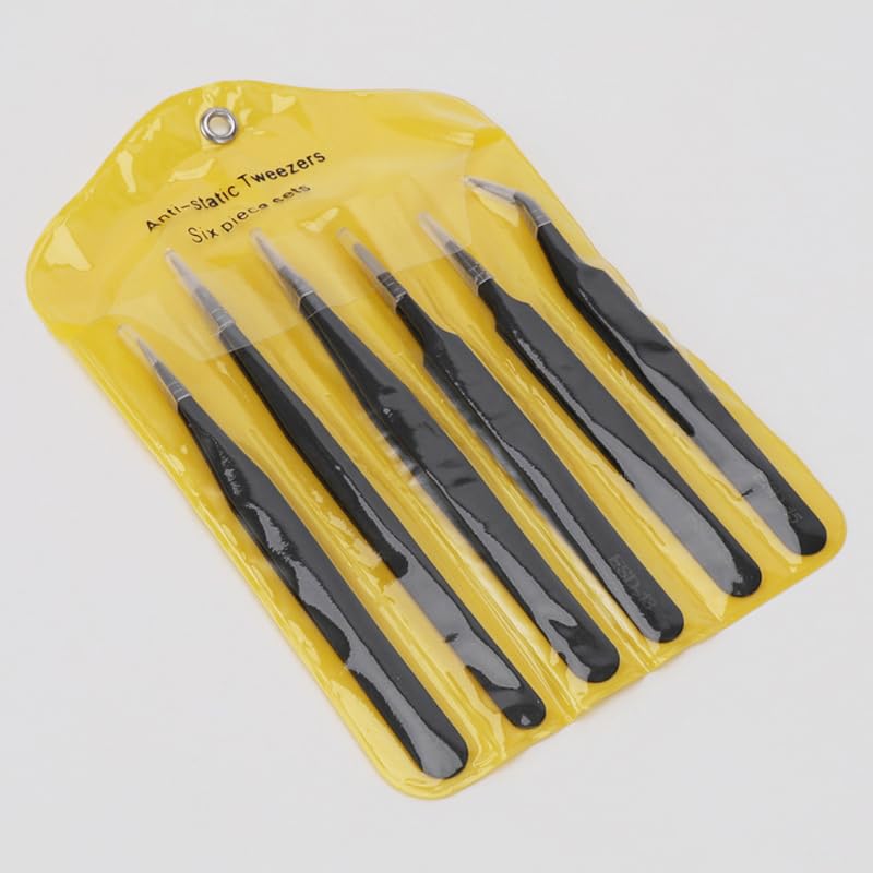 Precision Tweezers Set - 6PCS Anti Static Electronics Tweezers Soldering