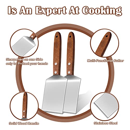 4 Pcs Small Brownie Cookie Spatula Metal Stainless Steel Spatula with Wooden Handle for Desserts Cutting and Serving Desserts, Brownies and Lasagna