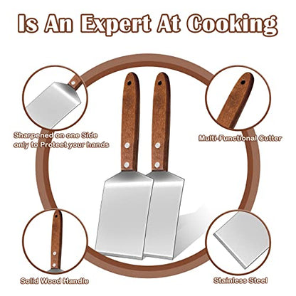 4 Pcs Small Brownie Cookie Spatula Metal Stainless Steel Spatula with Wooden Handle for Desserts Cutting and Serving Desserts, Brownies and Lasagna