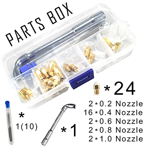 MK8 Nozzles 24 pcs Assorted Sizes 3D Printer Extruders Brass Nozzles - size: MK8 Brass, style: Kit: Various Nozzles