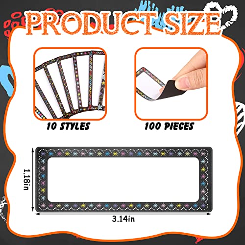 Ctosree 100 Pcs Magnetic Dry Erase Labels Classroom Magnetic Name Tags White Board Nameplates for Teacher Bulletin Board Office School Locker Refrigerator Decor, 3.15 x 1.18 Inch(Dot)