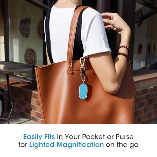 OttLite Pocket LED Magnifier with Carabiner Clip, Light Blue - color: Light Blue
