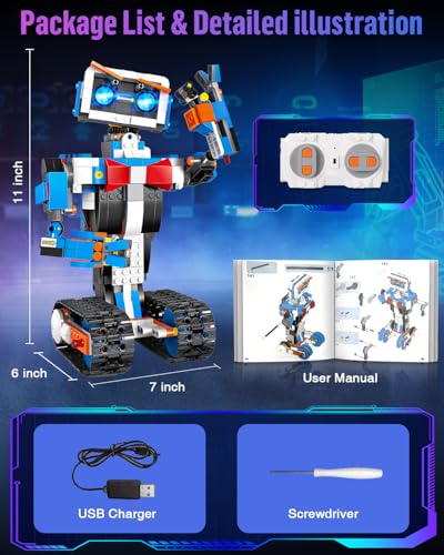 okk STEM Robot Toys for Kids 8-12, APP RC Control Programmable Building Kit