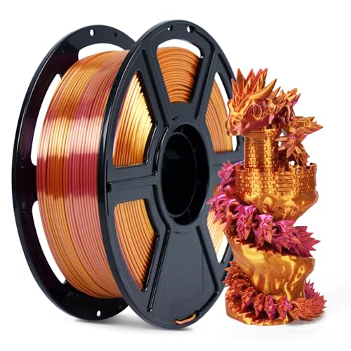 FLASHFORGE Silk Bi-Color PLA Filament 1.75mm, Coextrusion Gold Rose Dual Color Multicolor 3D Printer Filament, Enchanting Silk Finish with 360° Multicolor Shifting Color Effect - color: Silky Dual-color Gold & Rose